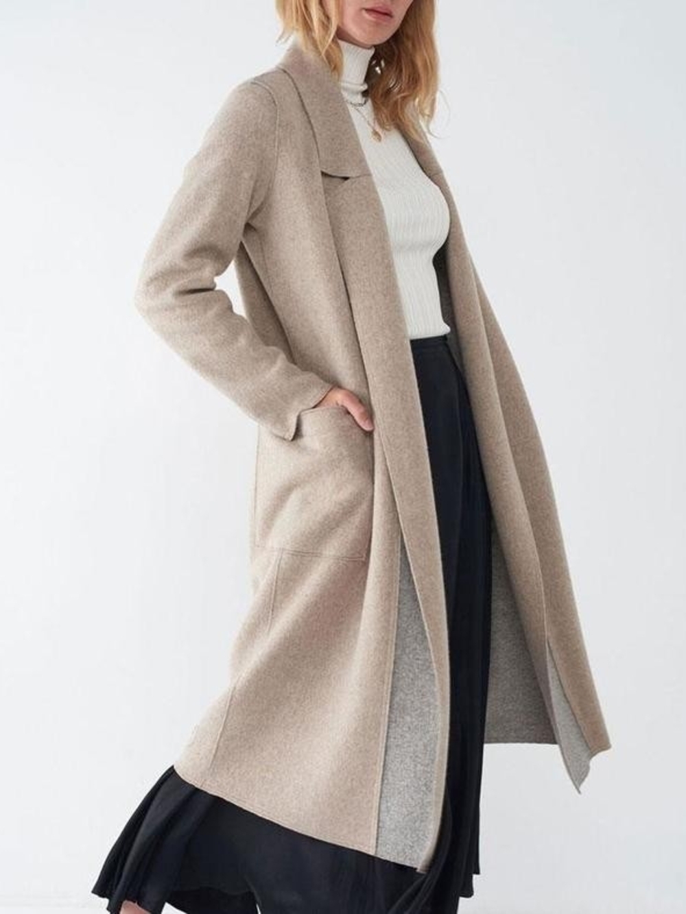SØSKEN STUDIOS Bella Wool Blend Colour Oatmeal Duster Coat Like New